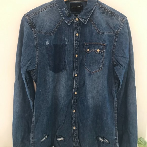 COPY - Scotch and Soda Blauw Sawtooth Dress Shirt - Picture 2 of 5